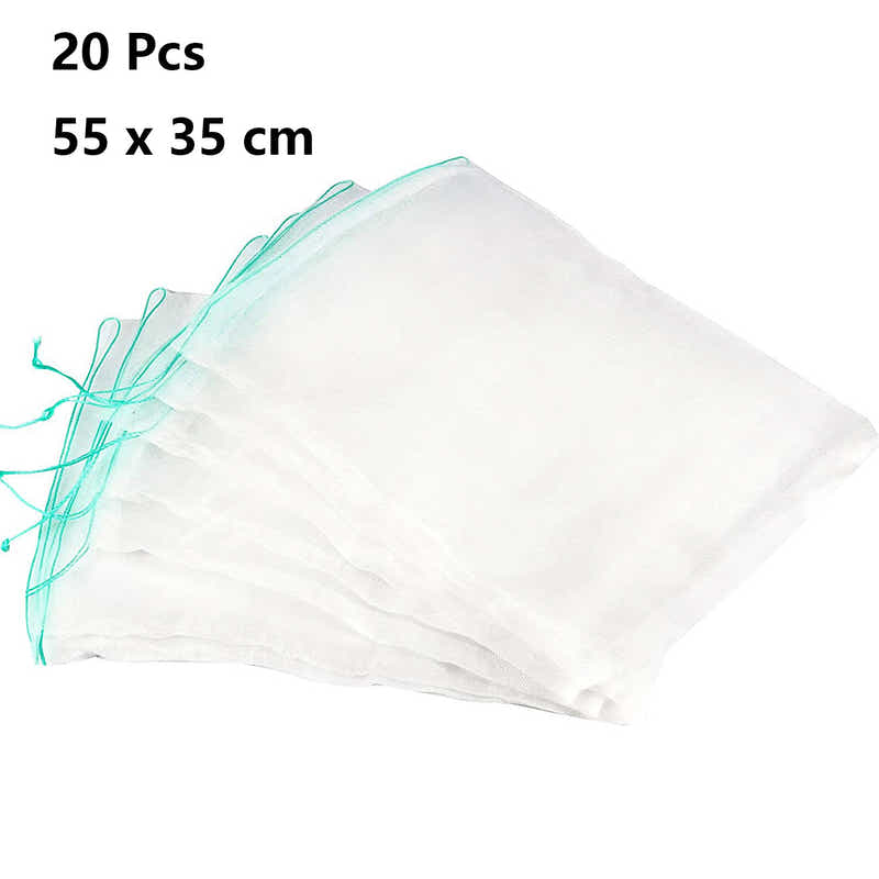DS BS 20Pcs Fruit Protection Nylon Mesh Net Bags with Drawstring-XL