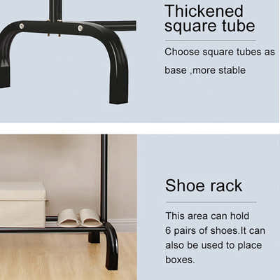 DS BS Metal 7 Hook Garment Rack Clothes Coat Stand 150cm-Black