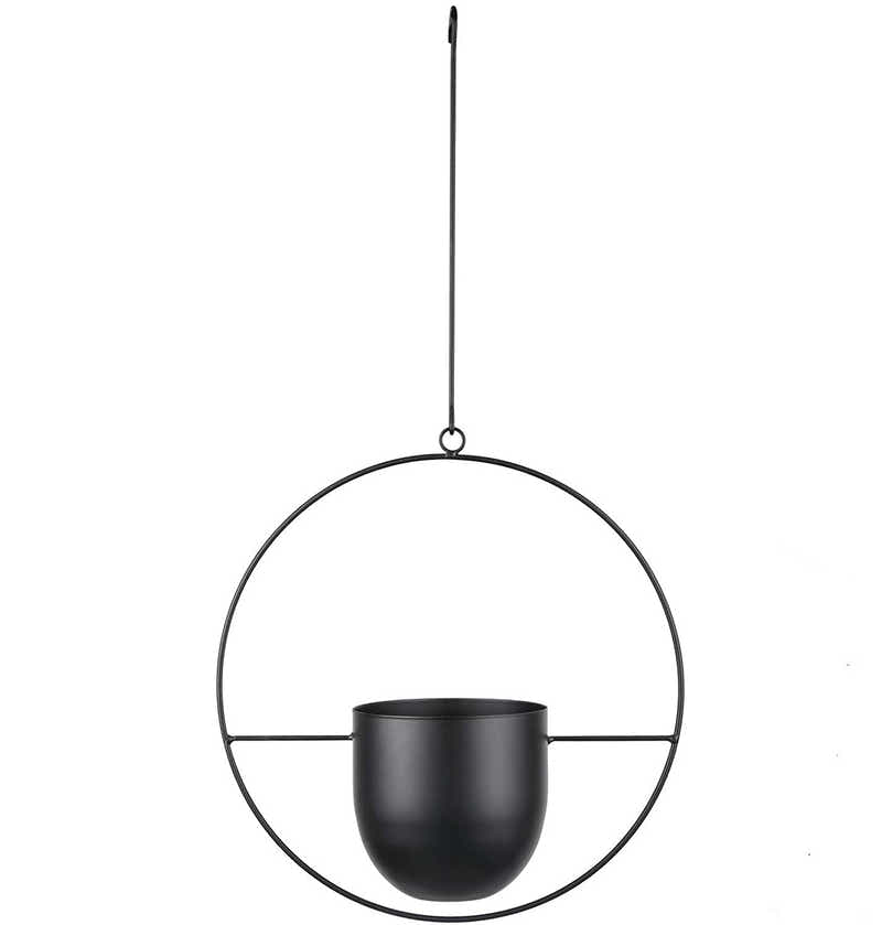 DS BS Minimalist Metal Plant Hanger Round Shape-Black