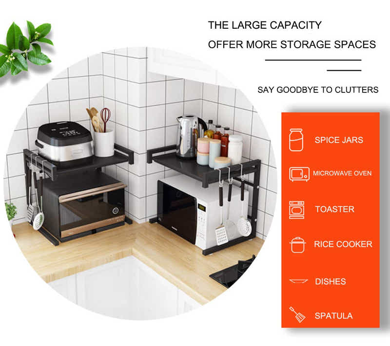 DS BS 2-Tier Expandable Kitchen Microwave Oven Rack