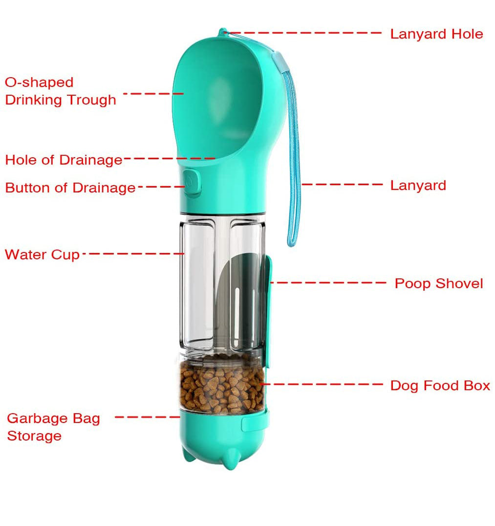 DS BS Portable Dog Travel Water Dispenser with Food Container-300ML
