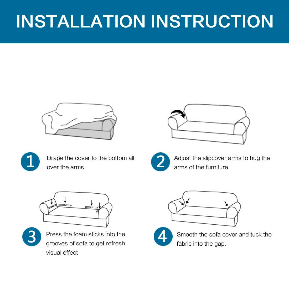 DS BS High Stretch Universal Sofa Couch Slipcover Black 2 Seat