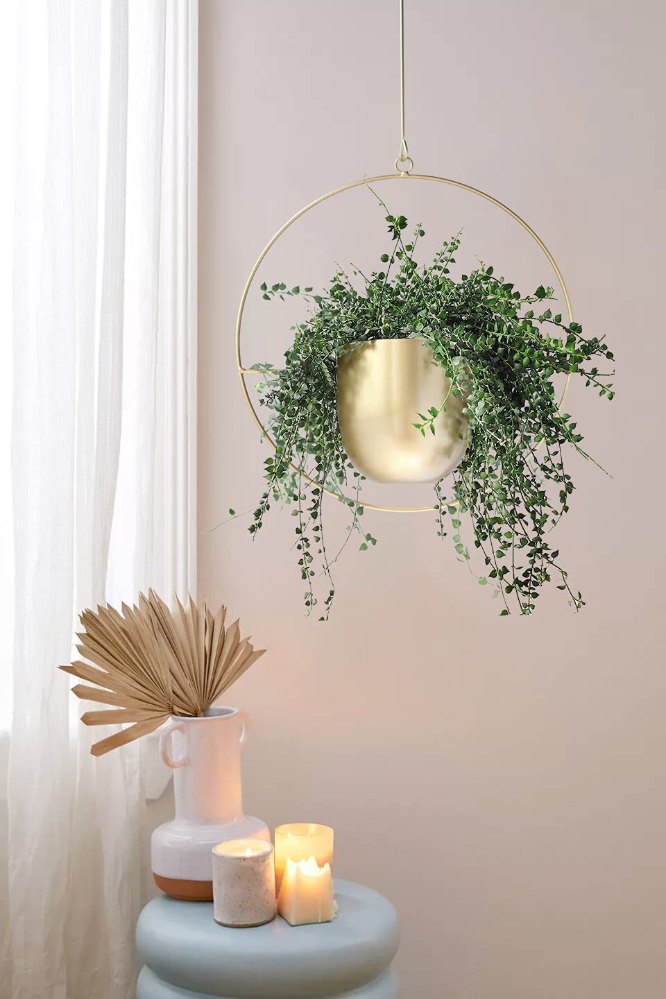 DS BS Minimalist Metal Plant Hanger Round Shape-Gold