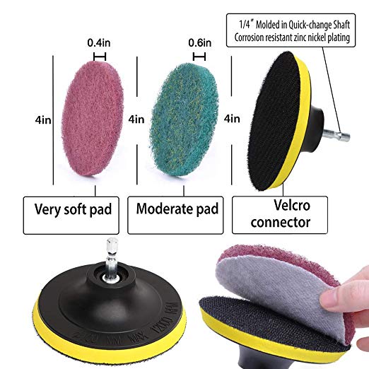 DS BS 12 Piece Power Drill Brush Scrub Pads Set