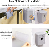 DS BS Kitchen Cabinet Door Hanging Trash Can with Lid-Gray