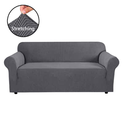 DS BS High Stretch Sofa Couch Slipcover Three Seat-Gray