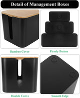 DS BS Cable Management Box with Bamboo Lid-XL