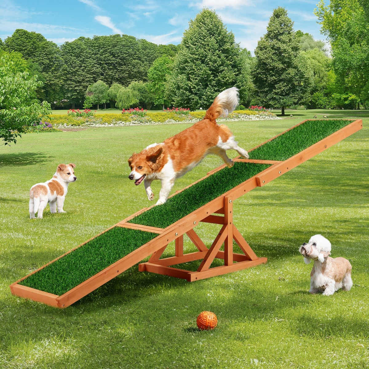 DS BD Petscene Pet Seesaw Dog Obedience Training Puppy Sports Wooden Artificial