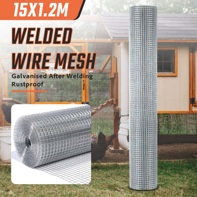 DS BD Hardware Cloth Galvanised Welded Wire Mesh Fence Roll Chicken 15mx1.2m