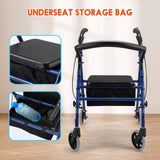 DS BD 4 Wheel Rollator Walker Seat Seniors Folding Elderly Steel Blue Auswheel