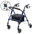 DS BD 4 Wheel Rollator Walker Seat Seniors Folding Elderly Steel Blue Auswheel