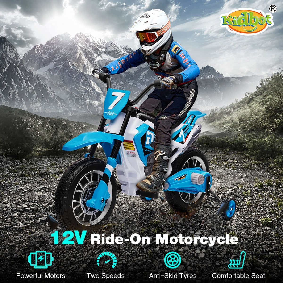 DS BD Kids Off-Road Ride-On Toy Electric 12V Battery Bike Pedal Speeds Blue