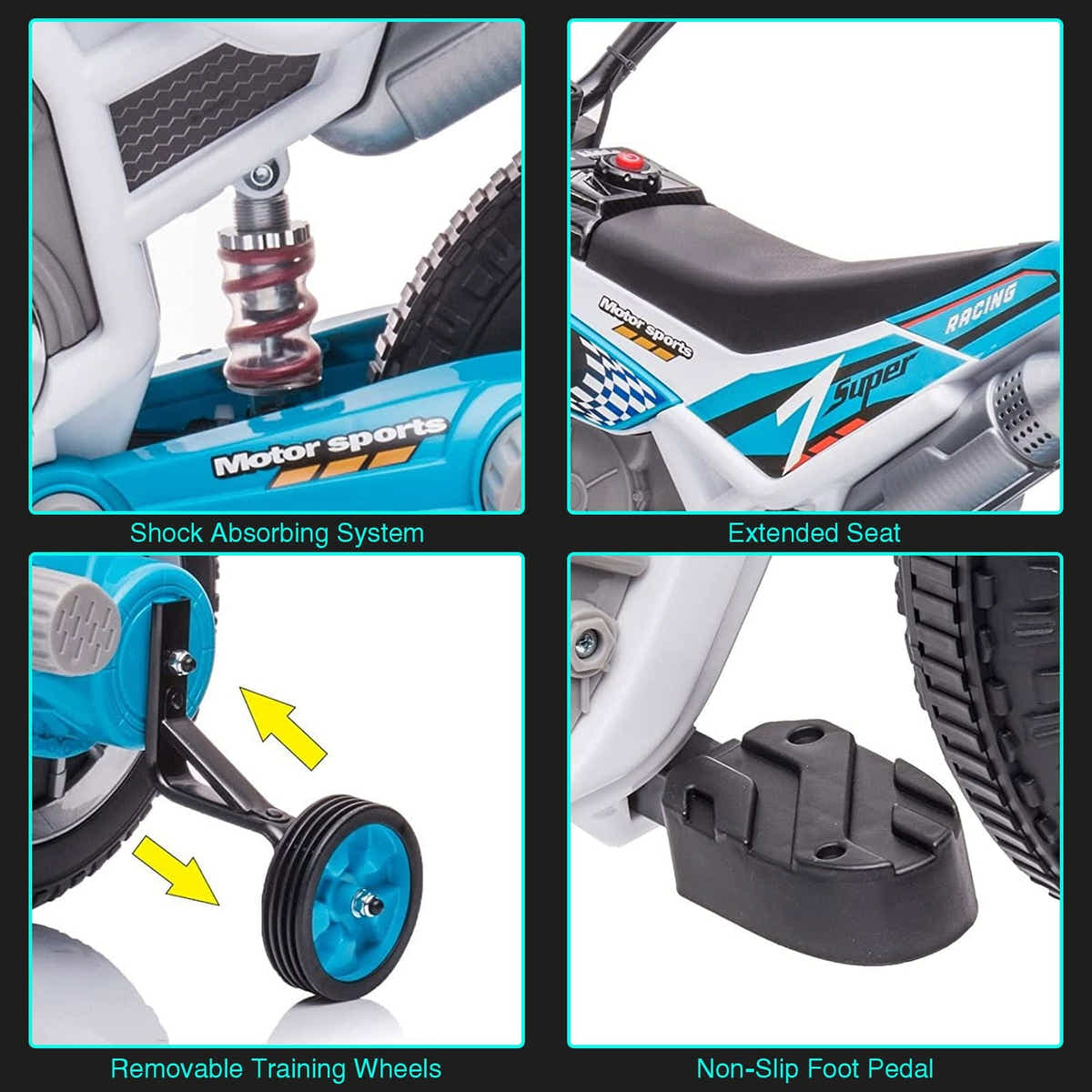 DS BD Kids Off-Road Ride-On Toy Electric 12V Battery Bike Pedal Speeds Blue