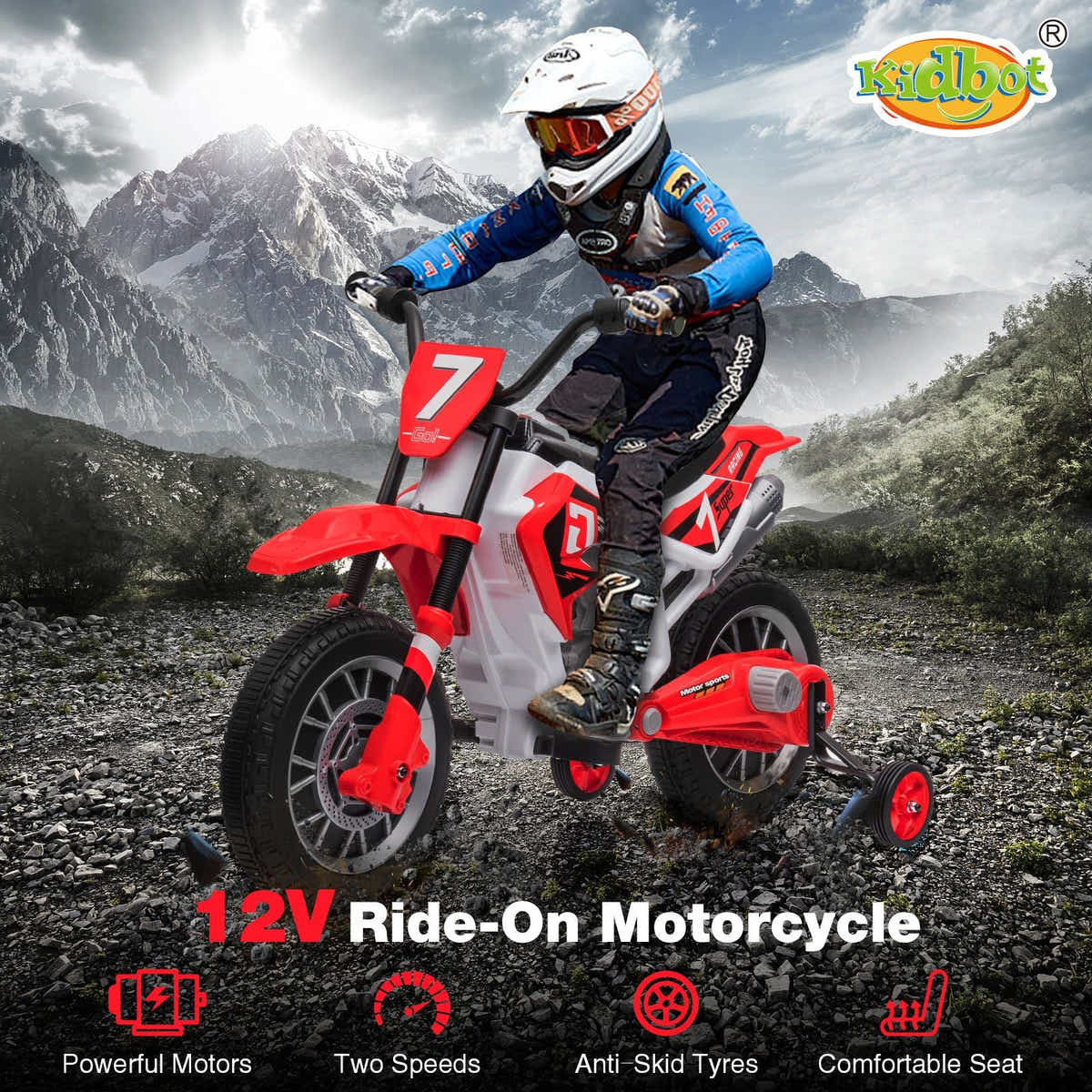 DS BD Kids Off-Road Ride-On Toy Electric 12V Battery Bike Wheel 2 Speeds Red