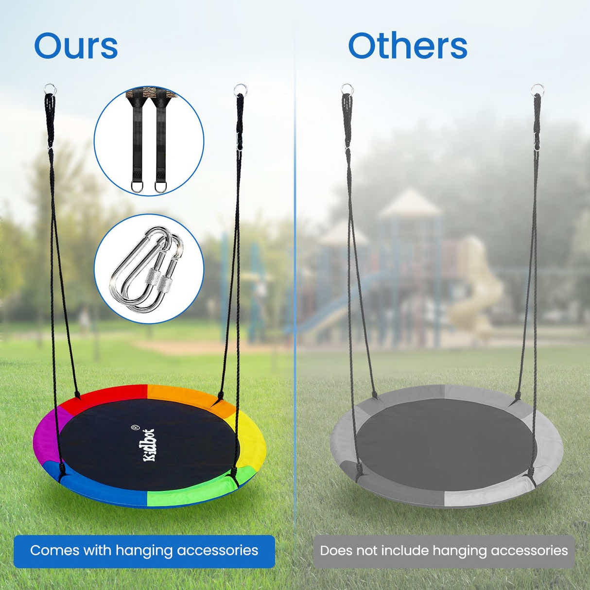 DS BD Tree Swing Chair Set Kids Hanging Round Flying Saucer Camping 2 Sides Disc