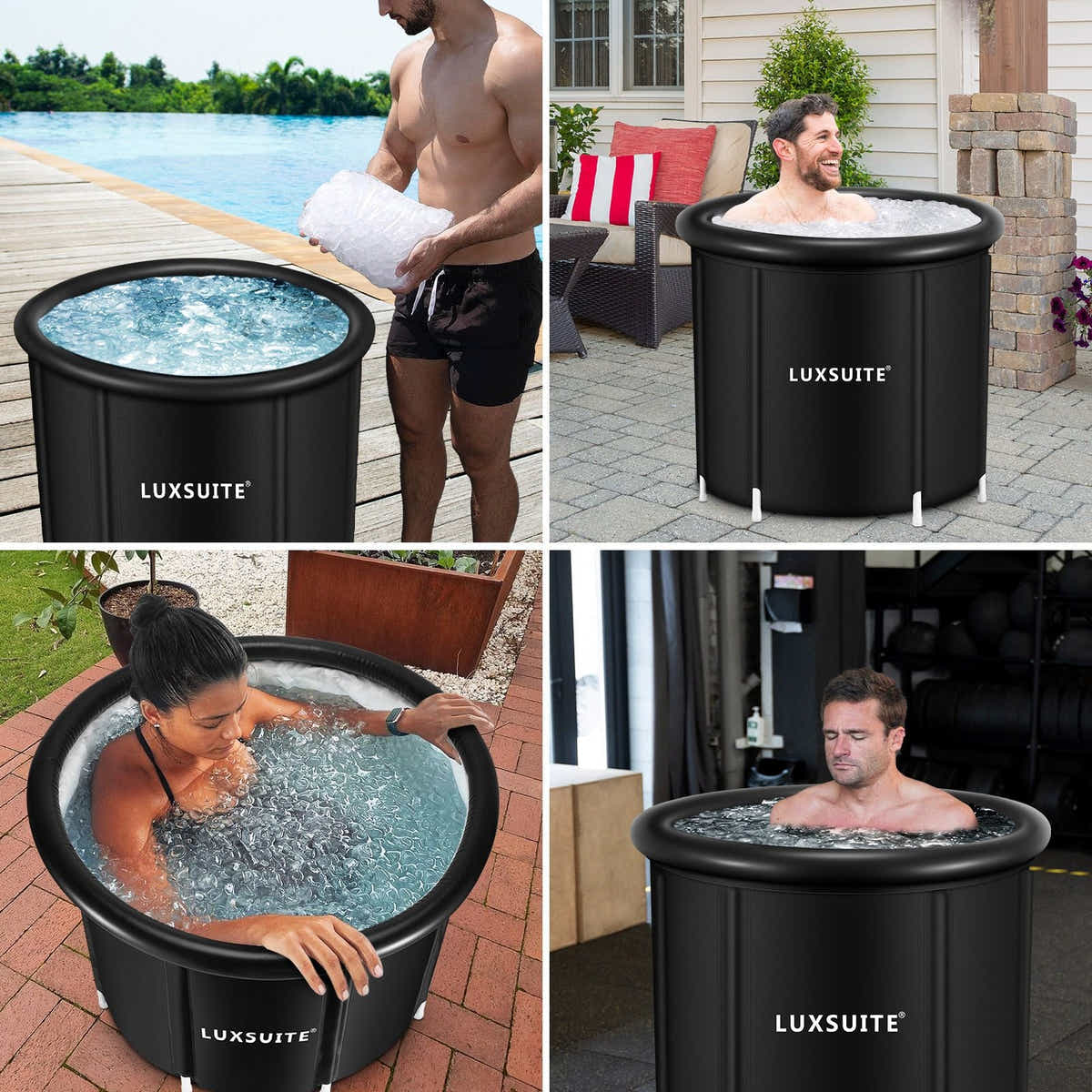 DS BD Portable Ice Bath Tub 300L Inflatable Hot Folding Large Black 80x71cm