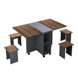 DS BD Folding Dining Table Set 4 Chairs 5 Piece Extendable Camping Wooden