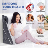 DS BD 3 Piece Bed Wedge Pillow Set Back Support Fabric Backrest Cushion Grey