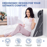 DS BD 3 Piece Bed Wedge Pillow Set Back Support Fabric Backrest Cushion Grey