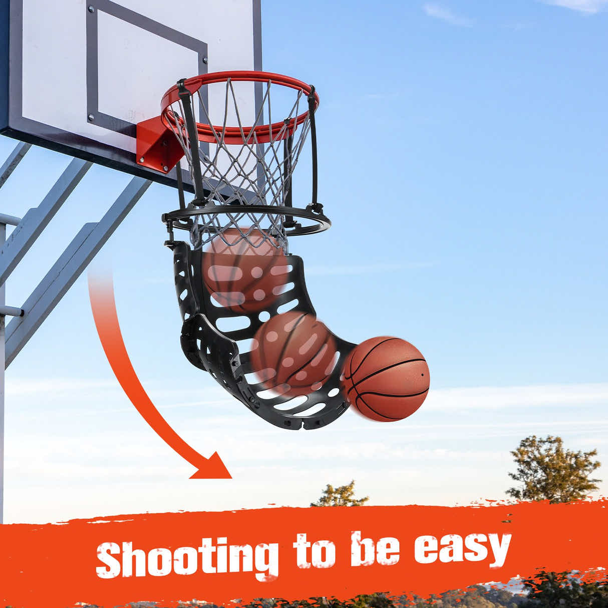 DS BD Basketball Hoop Ball Returner Rebounder Attachment Training Set Kids