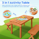 DS BD Kids Sand and Water Table Wooden Bench Adjustable Umbrella Storage Playset