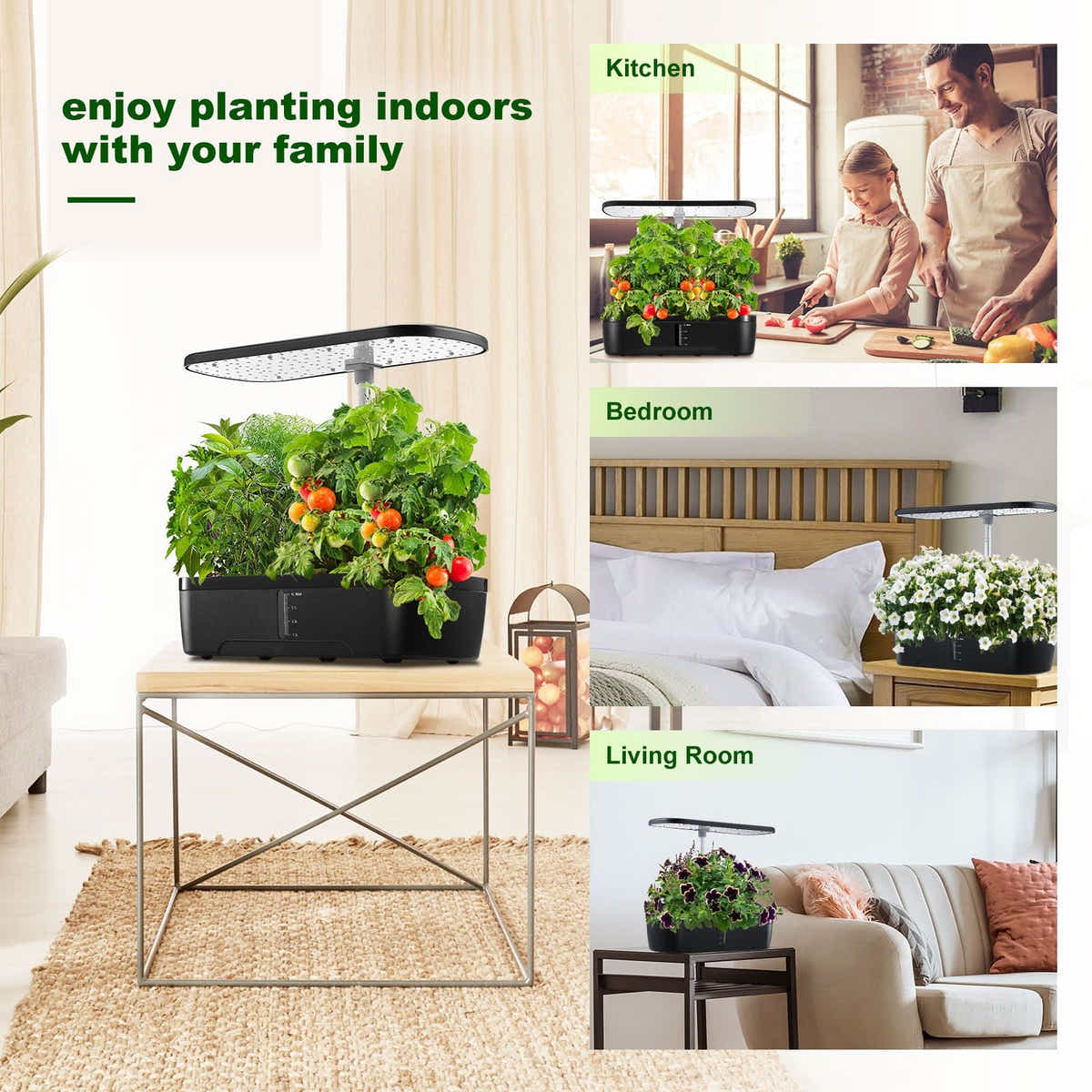 DS BD 12 Pods Hydroponics Growing Herb Kit Spectrum 20W LED Light Pump 4L Tank