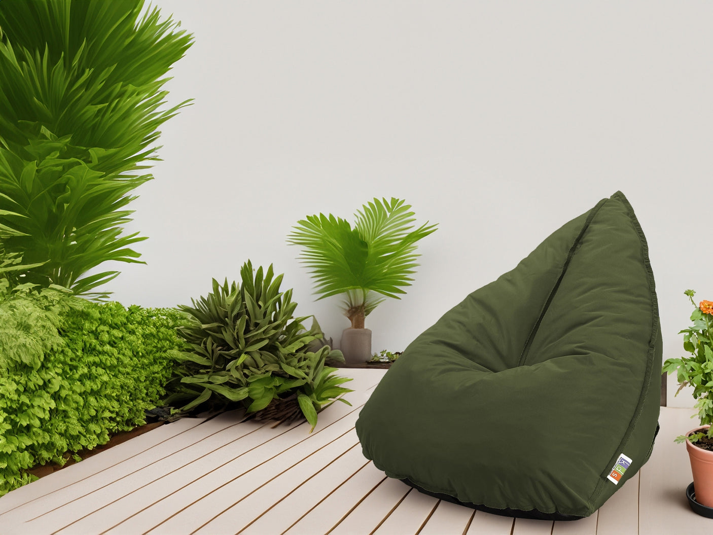 Outdoor Foam Bag Tri Shape Olive Green