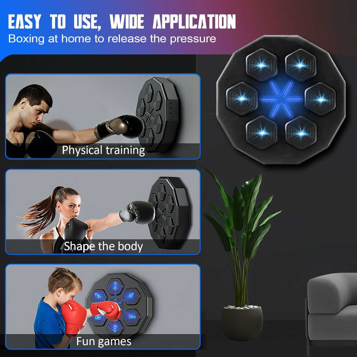 DS BD Smart Punching Boxing Pad Electronic Music Machine Training Wall USB