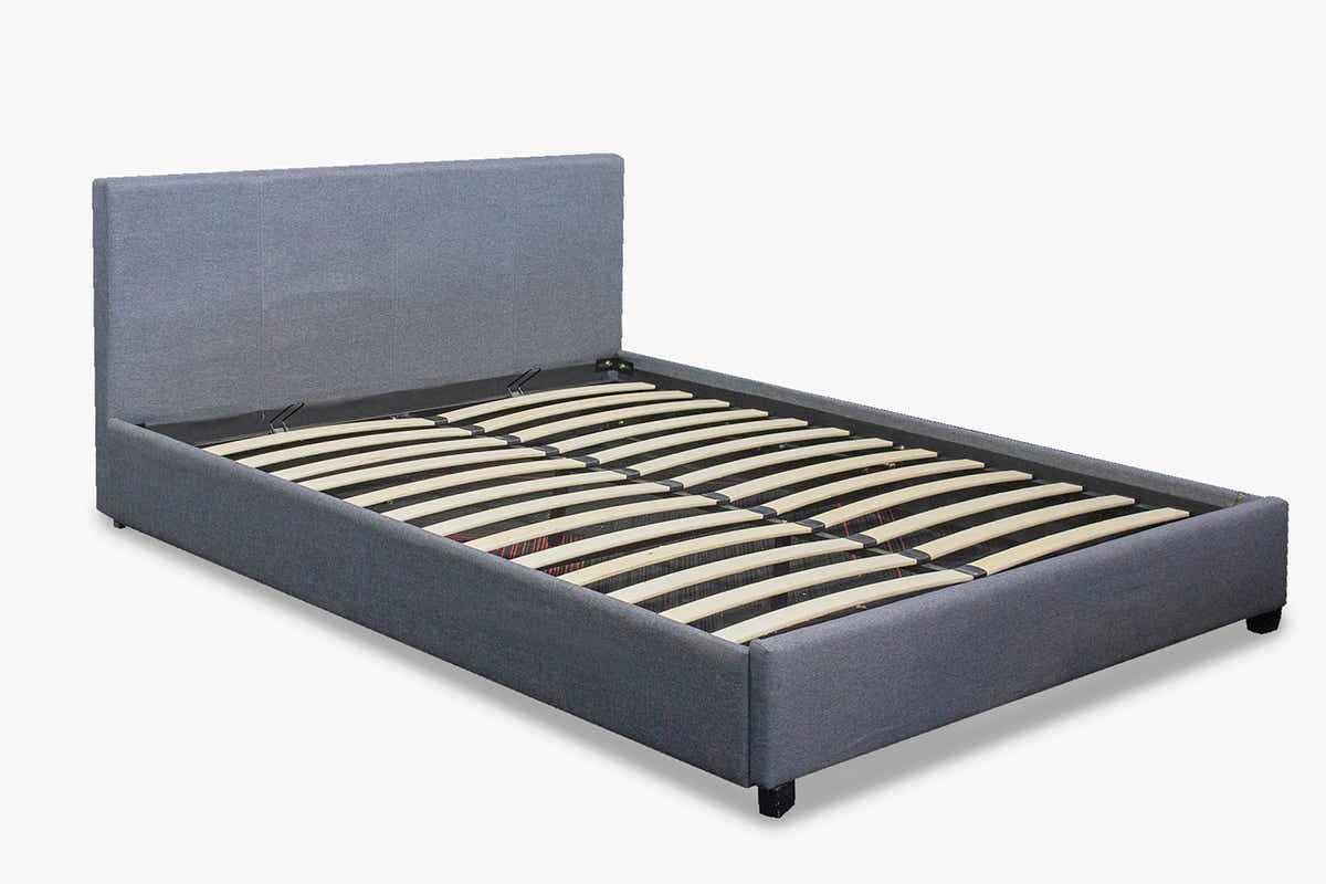 Bass Storage Bed Frame Grey & Euro Top Mattress K34 - Double