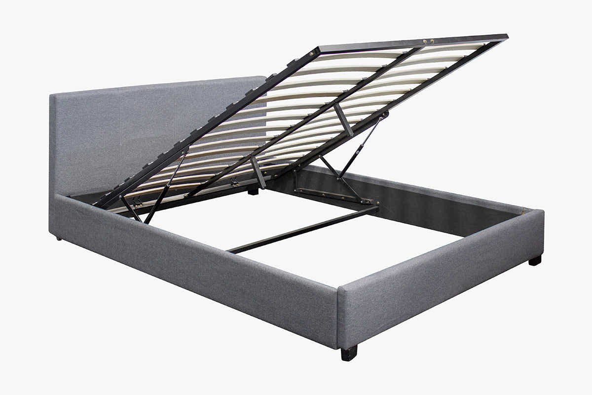 Bass Storage Bed Frame Grey & Euro Top Mattress K34 - Double