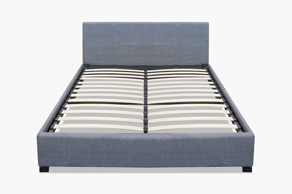 Bass Storage Bed Frame Grey & Euro Top Mattress K34 - Double