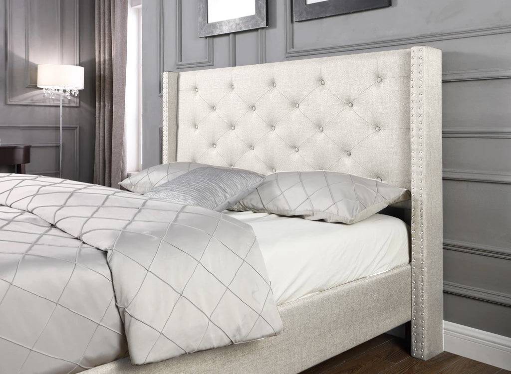 DS Lisbeth Fabric Queen Bed Frame - Beige