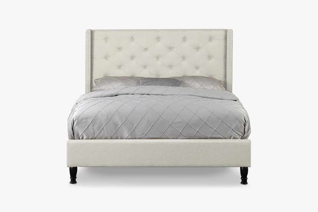 DS Lisbeth Fabric Queen Bed Frame - Beige