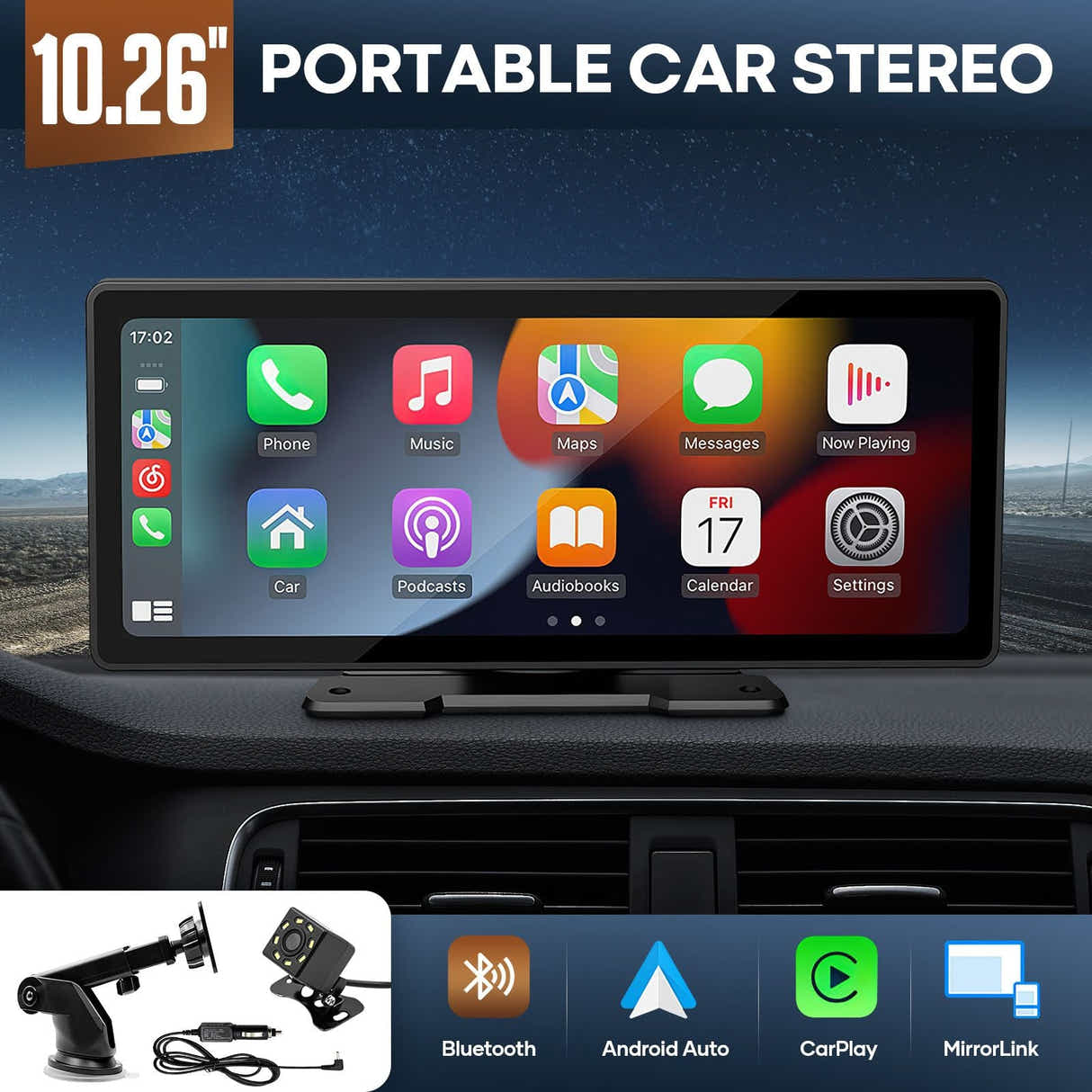 DS BD 10.26 Inch Car Stereo Radio Apple Carplay Auto MP5 Player Bluetooth
