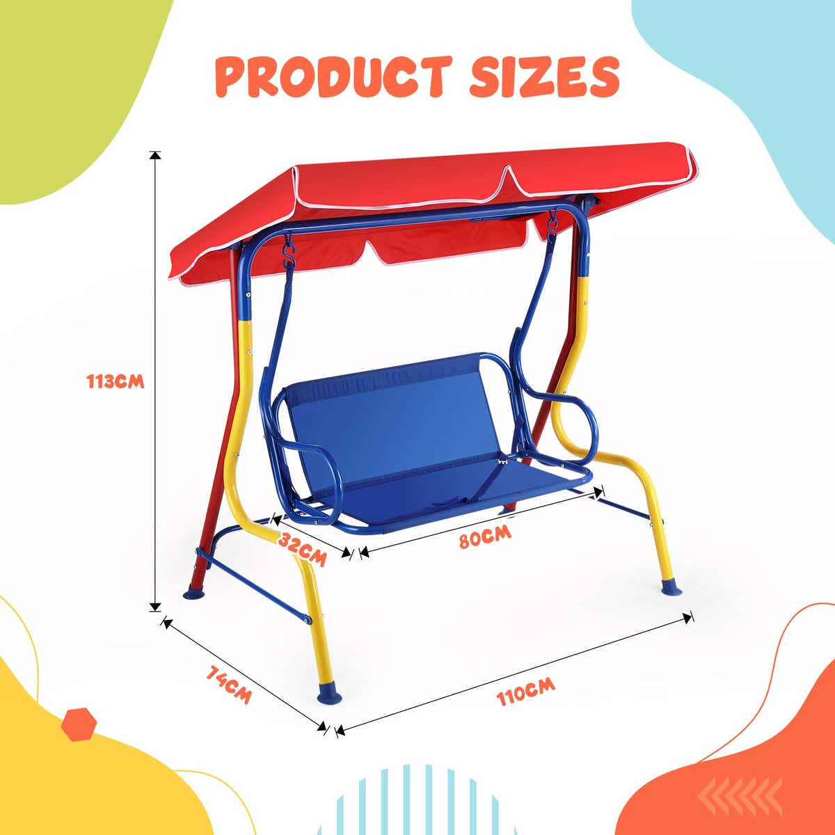 DS BD Kids Swing Chair Canopy 2 Seater Garden Hammock Lounge Bench Patio