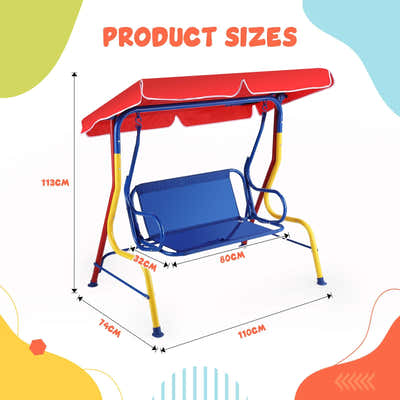 DS BD Kids Swing Chair Canopy 2 Seater Garden Hammock Lounge Bench Patio