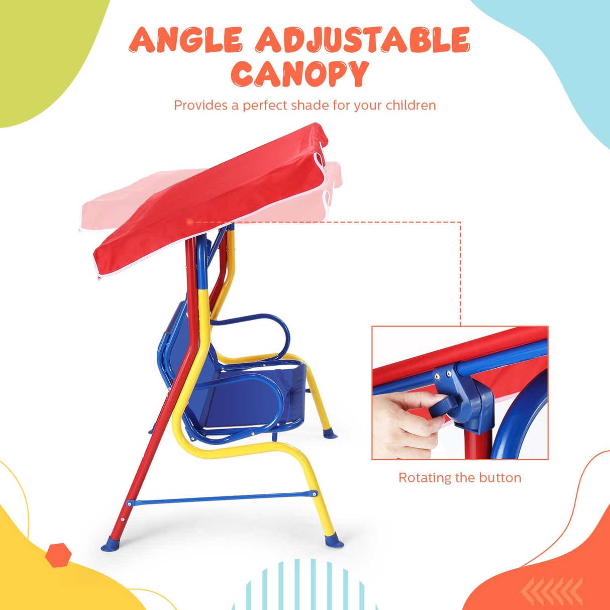 DS BD Kids Swing Chair Canopy 2 Seater Garden Hammock Lounge Bench Patio