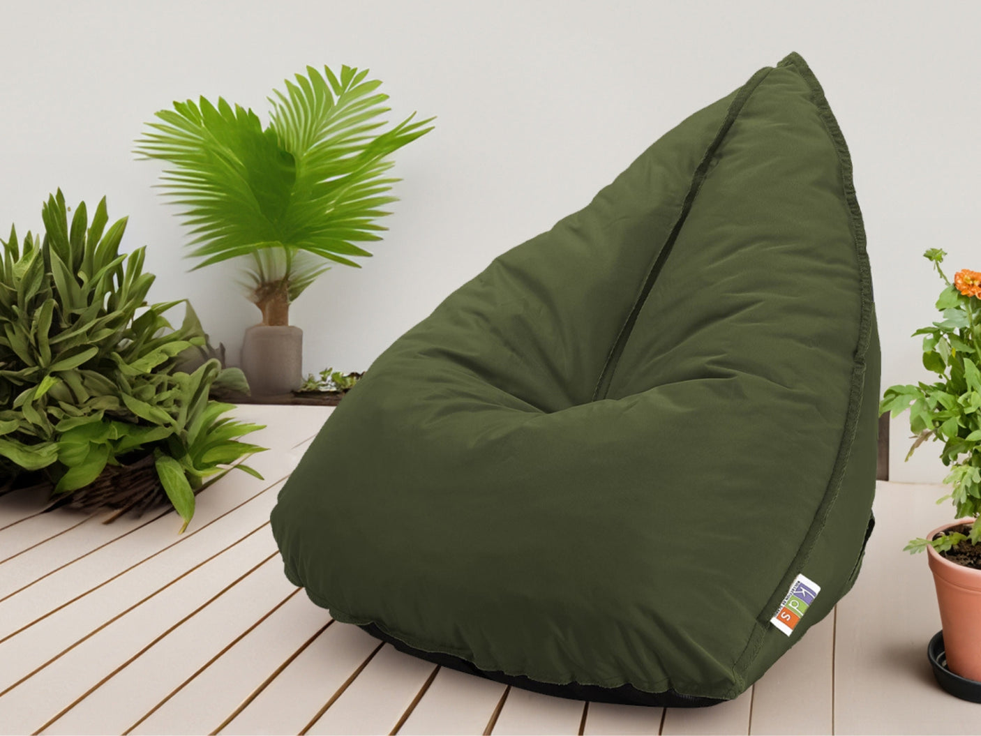 Outdoor Foam Bag Tri Shape Olive Green
