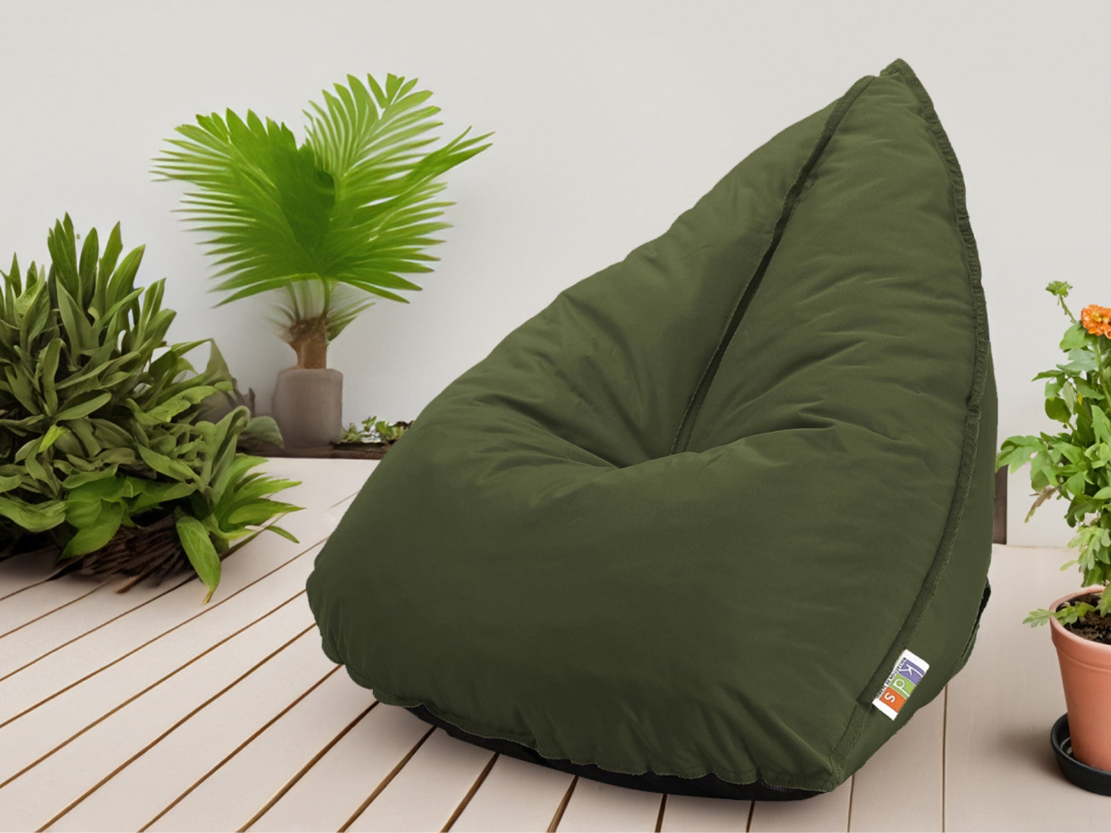 Outdoor Foam Bag Tri Shape Olive Green
