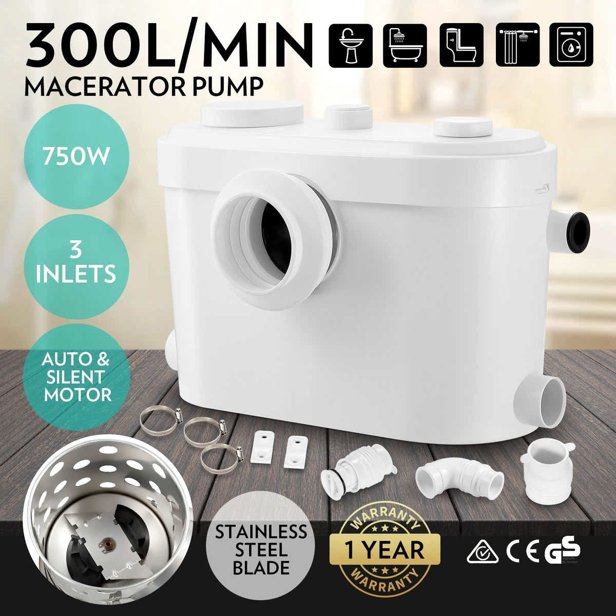 DS BD 750W Macerator Sewage Pump Automatic Waste Water Flush Marine Toilet