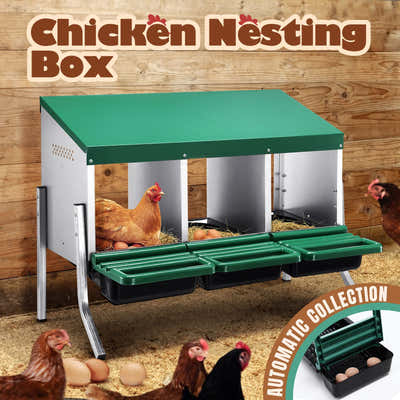 DS BD 3 Hole Chicken Nesting Roll Away Hen Laying Boxes Poultry Egg Nest Brooder