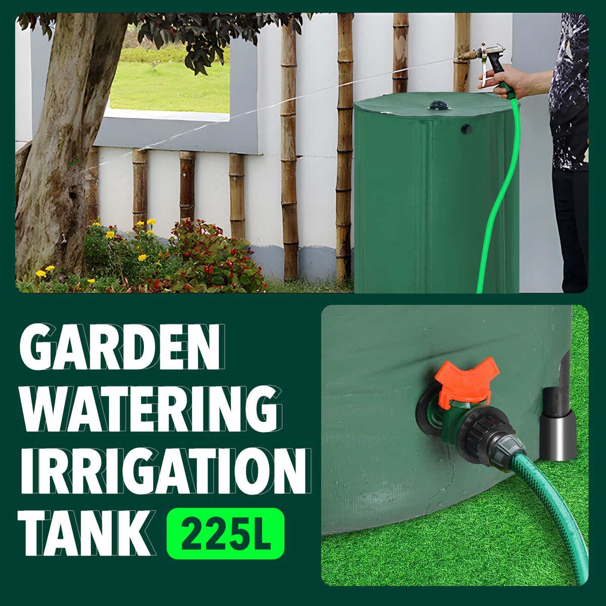 DS BD Rain Water Tank Barrel 225L Rainwater Collection Container Harvesting 59