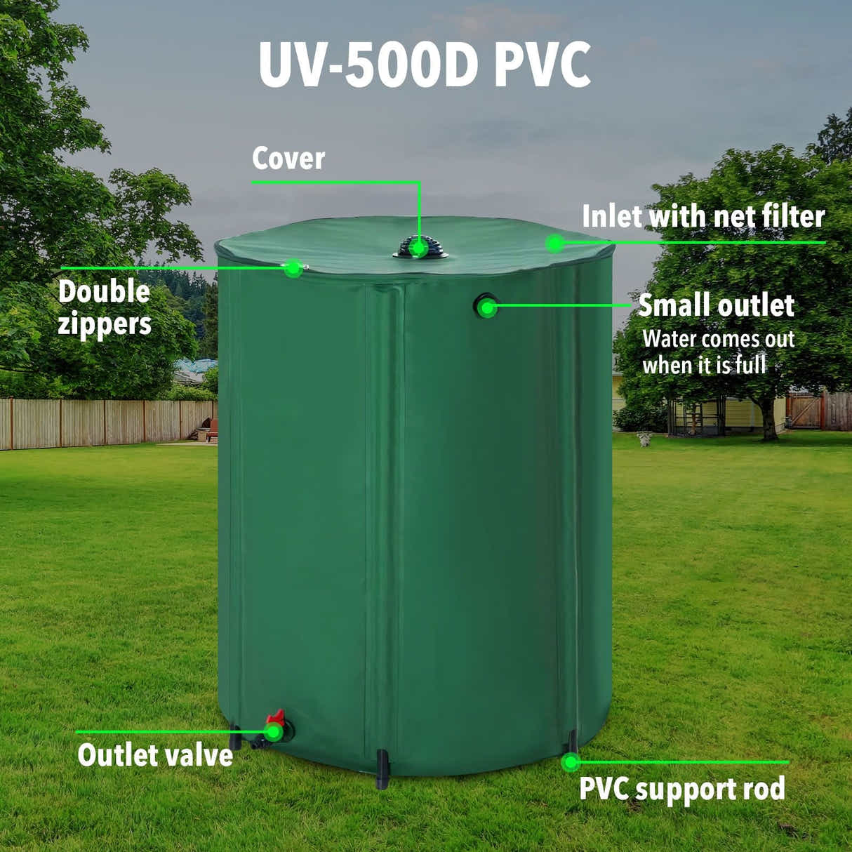 DS BD Rain Water Tank Barrel 225L Rainwater Collection Container Harvesting 59