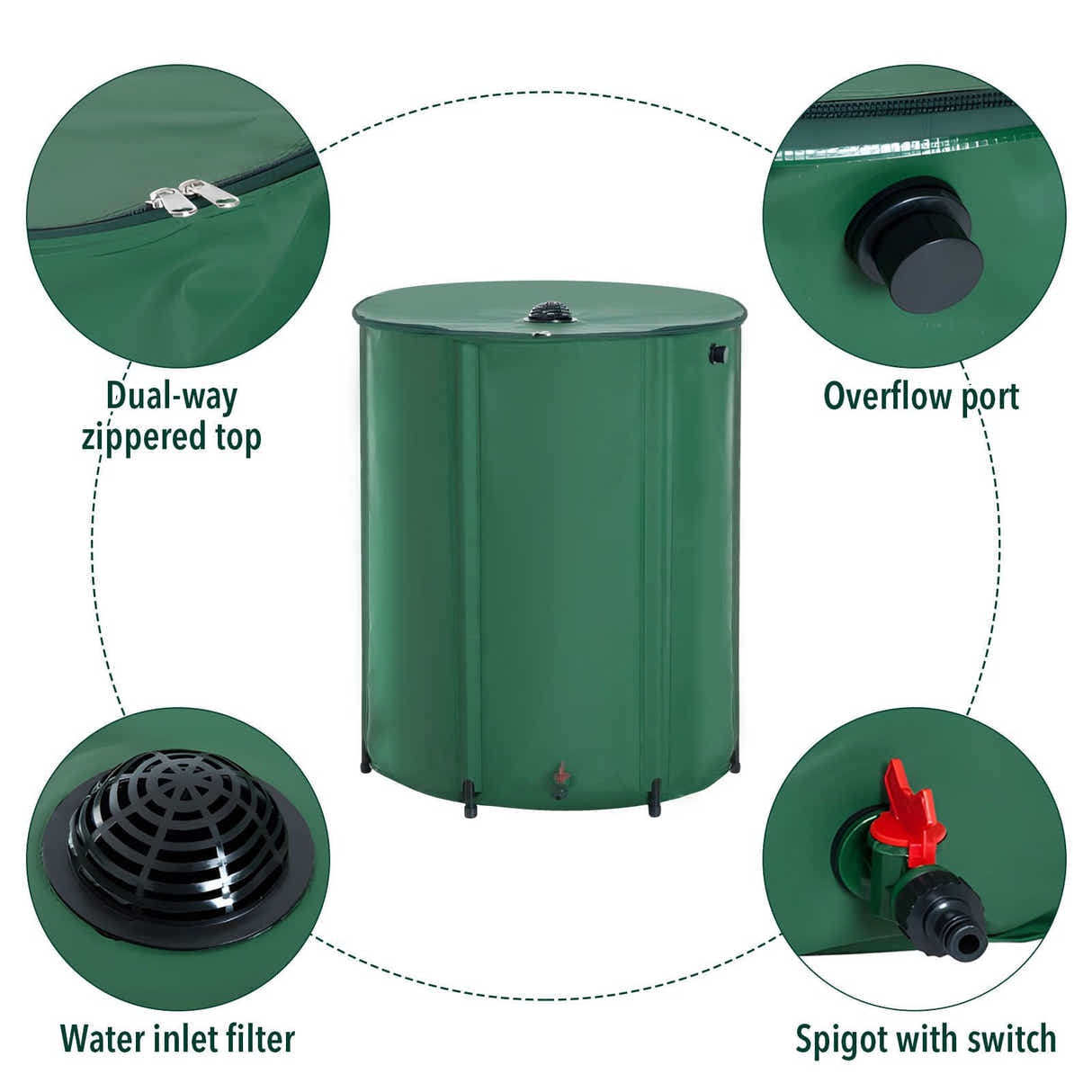 DS BD Rain Water Tank Barrel 225L Rainwater Collection Container Harvesting 59