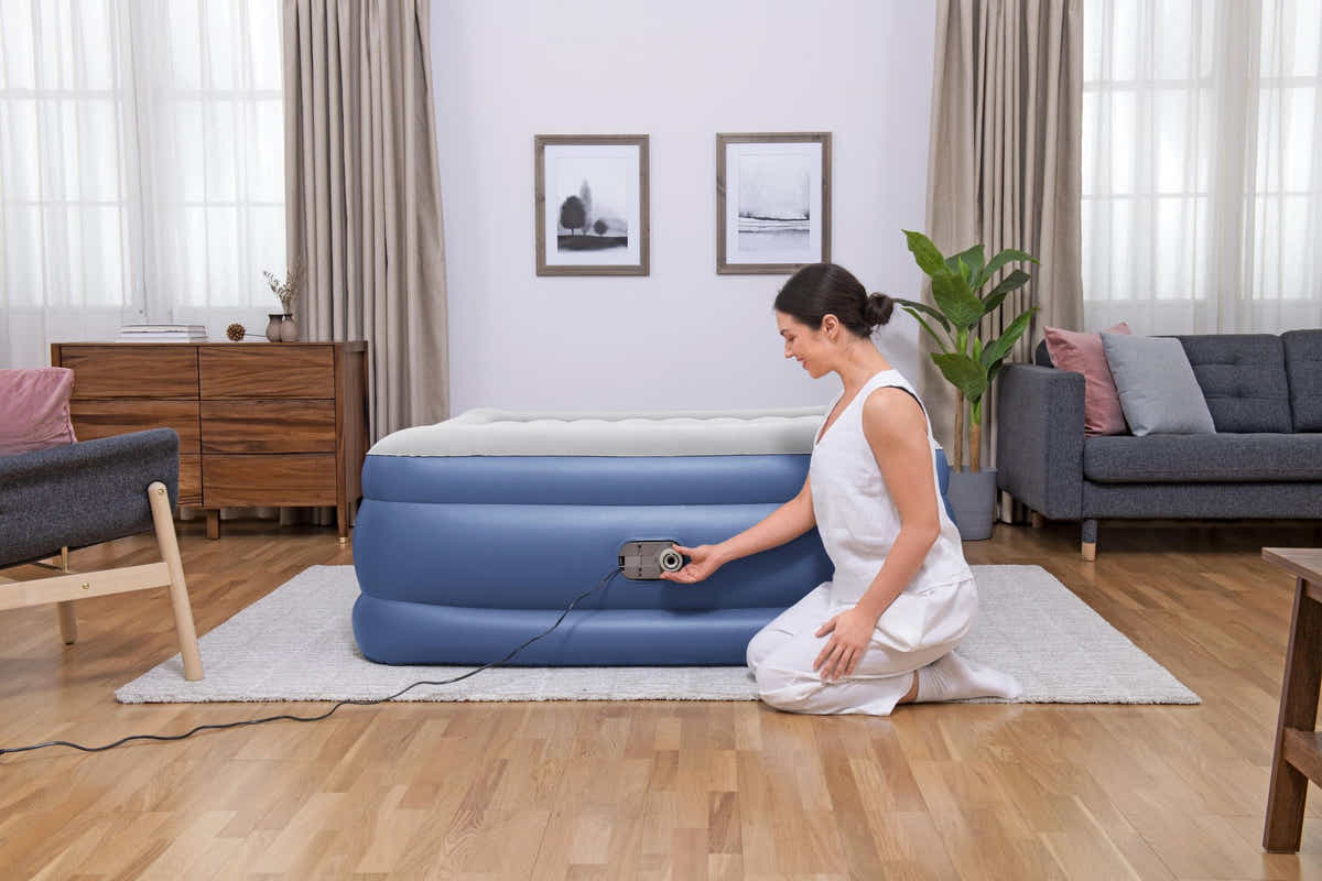 DS Bestway 2.03m x 1.52mx 56cm Tritech Air Mattress Queen Built-in AC Pump 67614