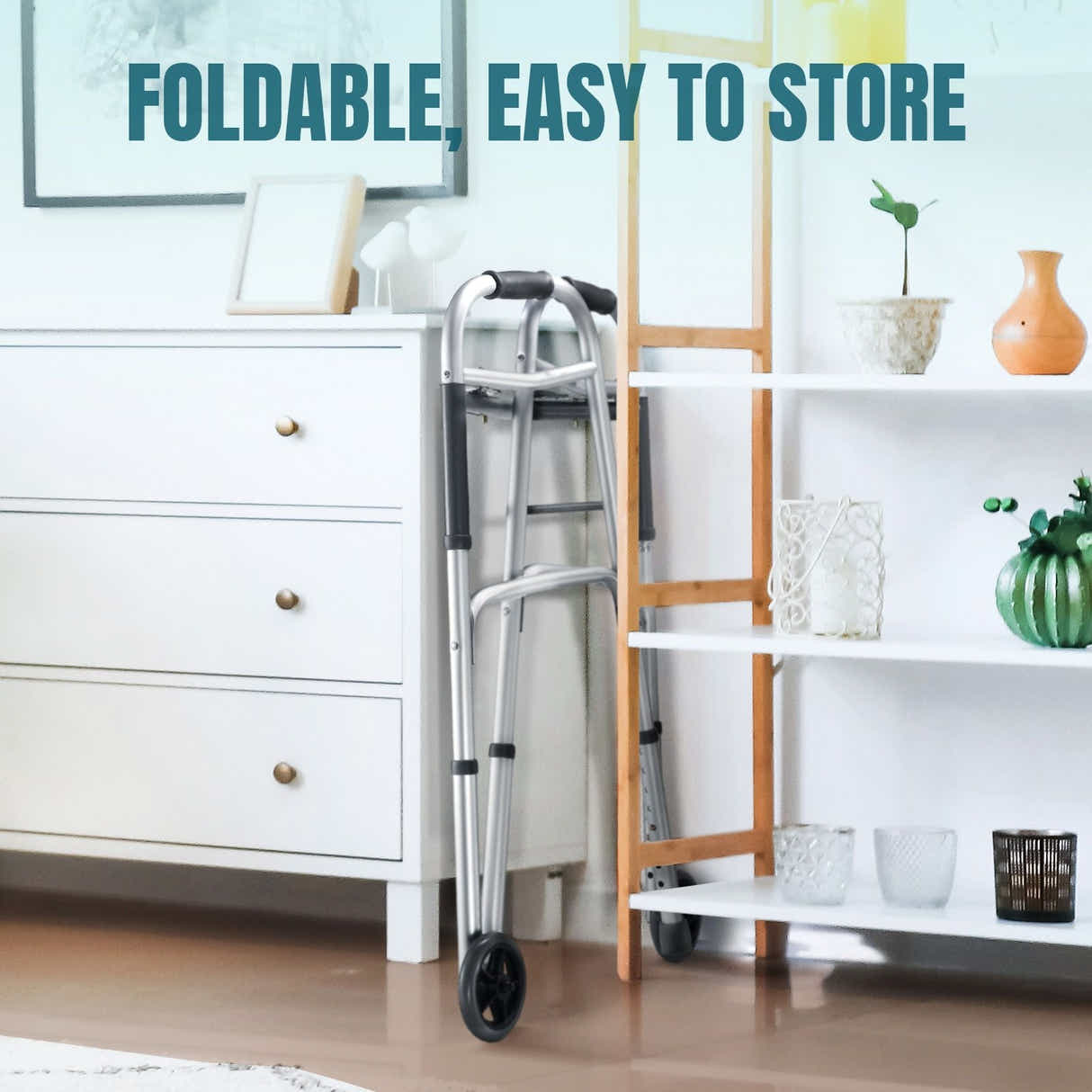 DS BD 3 IN 1 Folding Walker Medical Aid Elderly Mobility Adjustable Height
