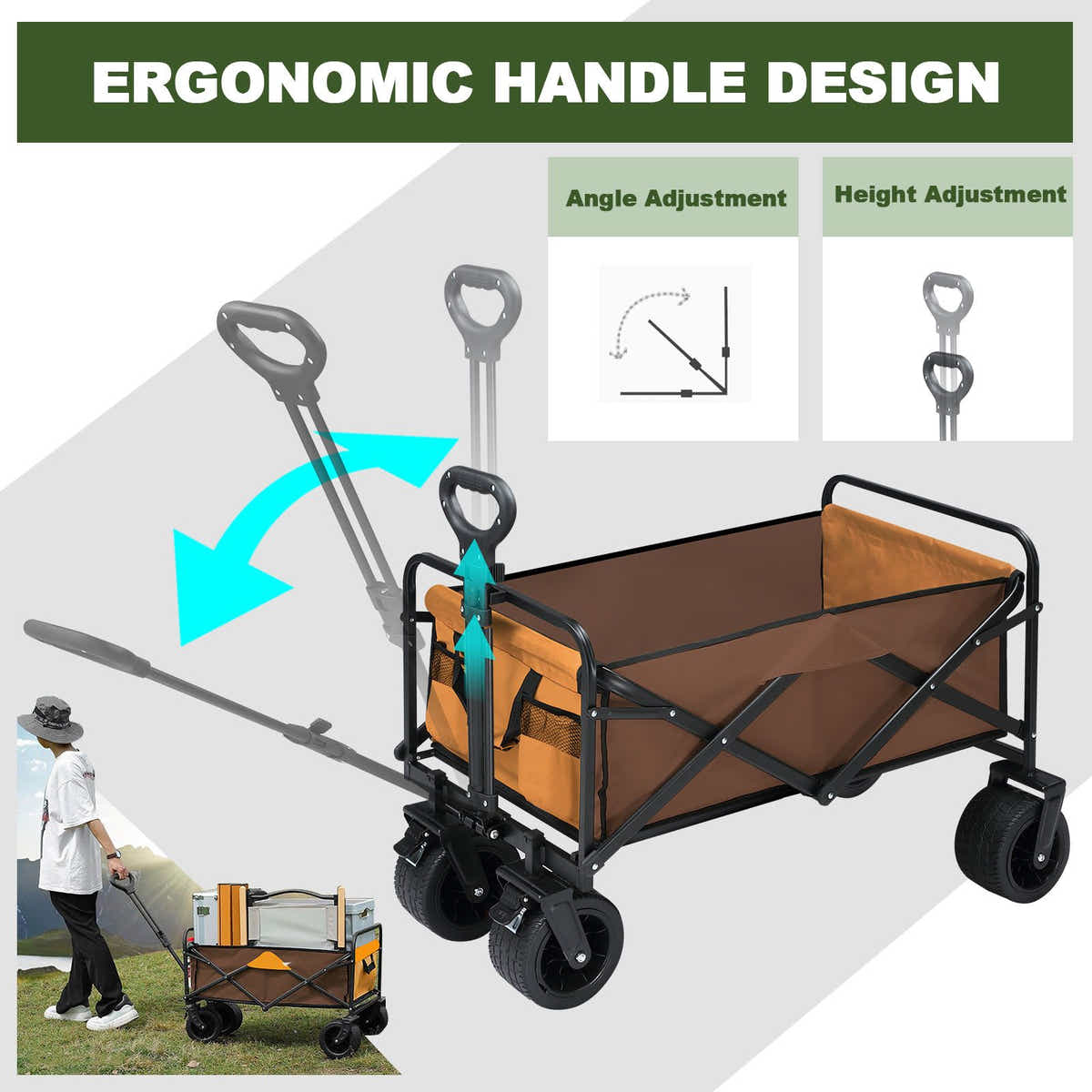 DS BD Folding Garden 150kg Trailer Cart Utility Wagon Barrow Beach Camping