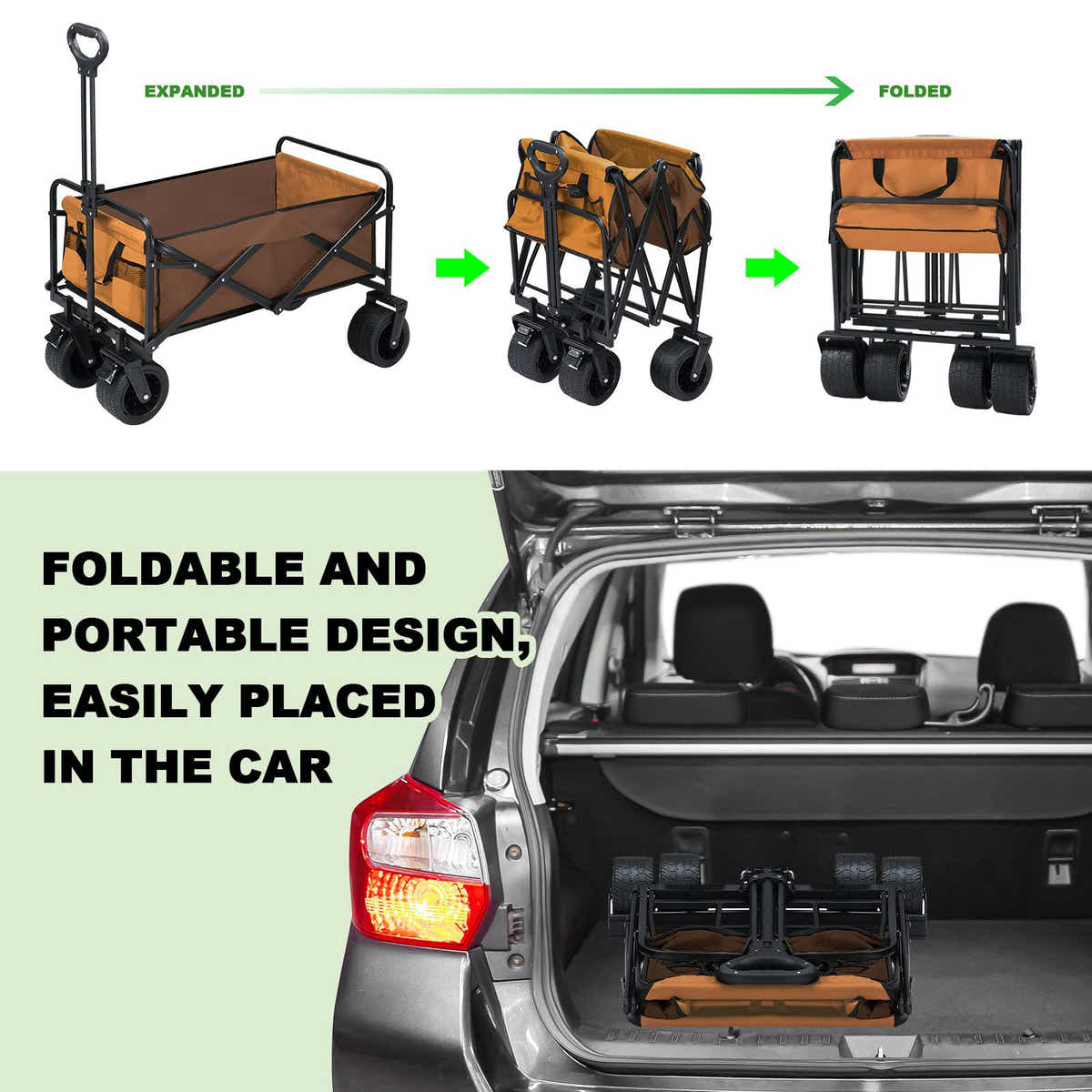 DS BD Folding Garden 150kg Trailer Cart Utility Wagon Barrow Beach Camping