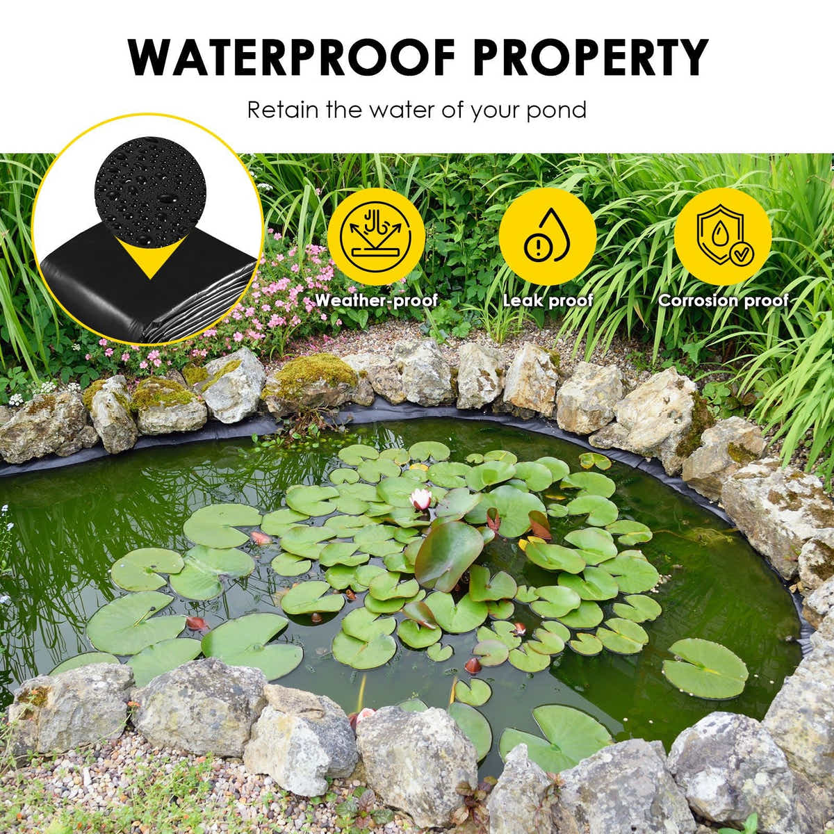DS BD LDPE Pond Liner 6X8M Fish Waterfall Water Pad Heavy Landscaping 0.5mm
