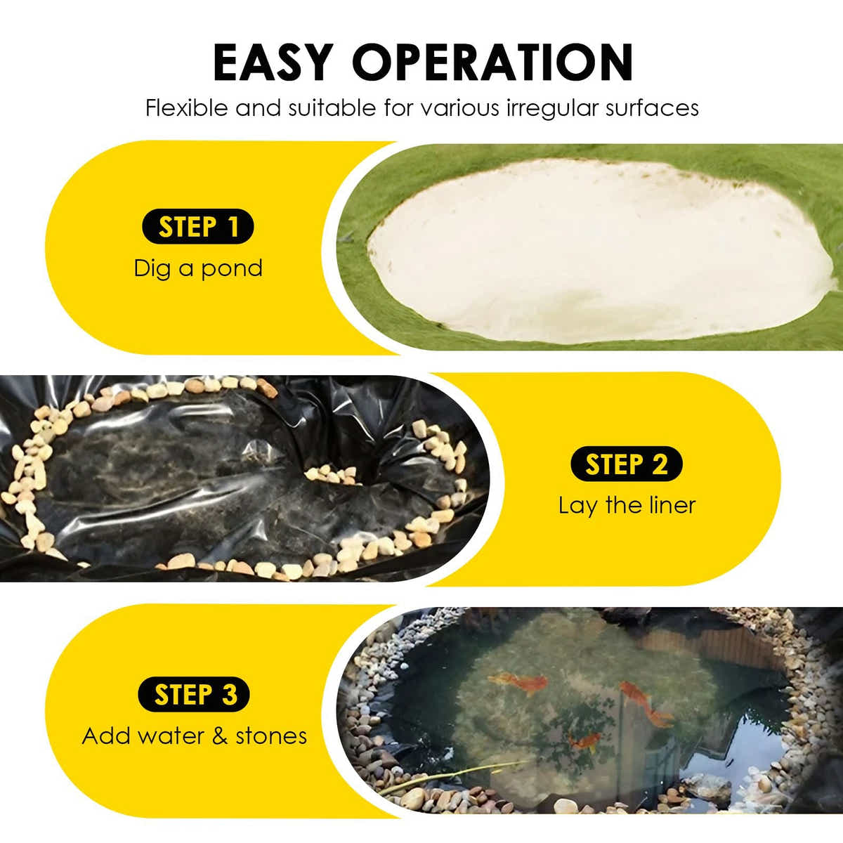 DS BD LDPE Pond Liner 6X8M Fish Waterfall Water Pad Heavy Landscaping 0.5mm